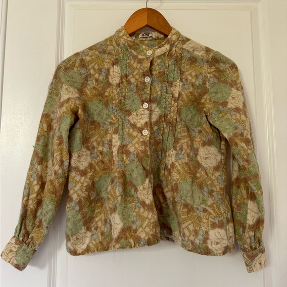 70s fleecy floral blouse - Picture 1 of 5
